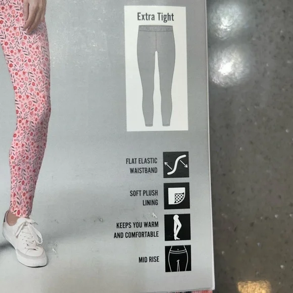 Serra Pink Floral Fleece Lined Leggings, size S and M - Picture 3 of 7